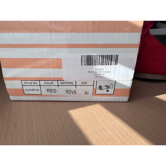 Red Fringe Clover Sandal, Size 6.5 - New in Box - Picture 6 of 8